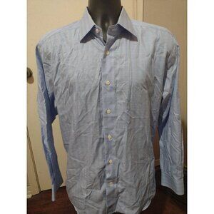 David Donahue Mens Dress Shirt Button Up Long Sleeve Blue Size 17-34/35 (2XL)
